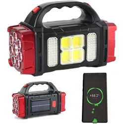 Solar Powered Rechargeable LED Multifunctional Portable Light USB Dual Light Source Outdoor Searchlight Camping Light for Hiking