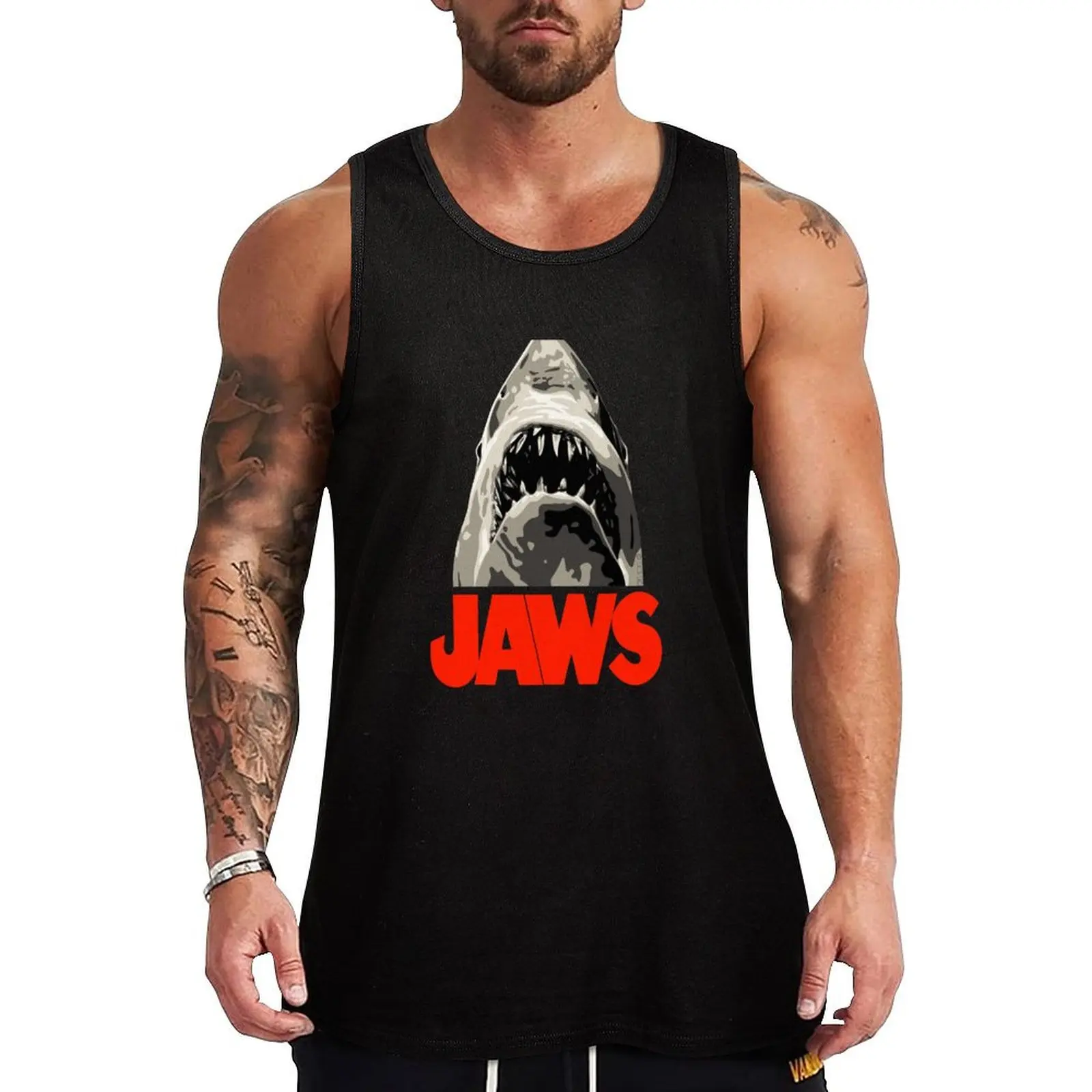 

JAWS - Great White Shark Tank Top t-shirt Men's gym clothes man fitness Working vest Men's fitness t-shirt