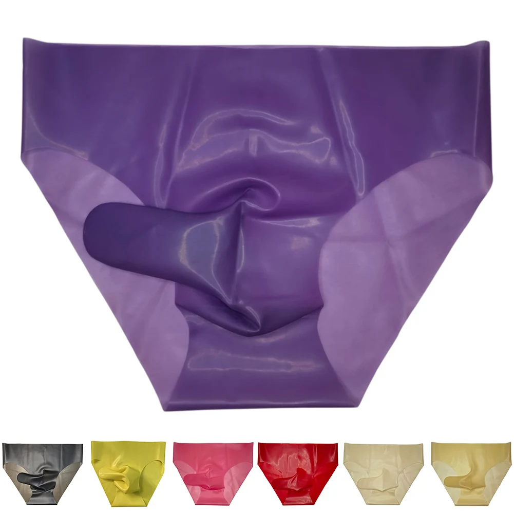 

Lingerie Collection 2XL Erotic Seamless Rubber Shorts Latex Underpants Classic Style Low Waist Design See-Through Material