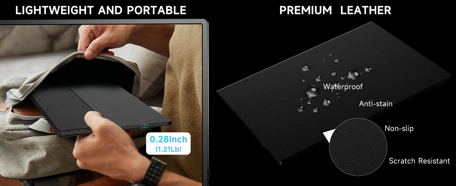 UPERFECT 18,5-Zoll tragbarer Monitor mit Touchscreen, 120 Hz Gaming-Display, 300 Nits, 1080P FHD IPS, 100 % sRGB, VESA & Smart Case, USB-C & MINI HDMI, Reise-Touchscreen mit 10 Berührungspunkten für Laptop, Computer, Spielekonsolen – Detail 12