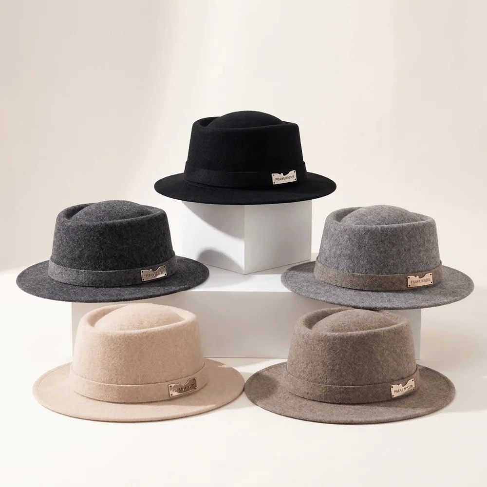 Wool Felt Flat-Top Fedora Hat Flat Top Structured Crown French Fedora Hat Face-Flattering Shape Elegant Vintage Style