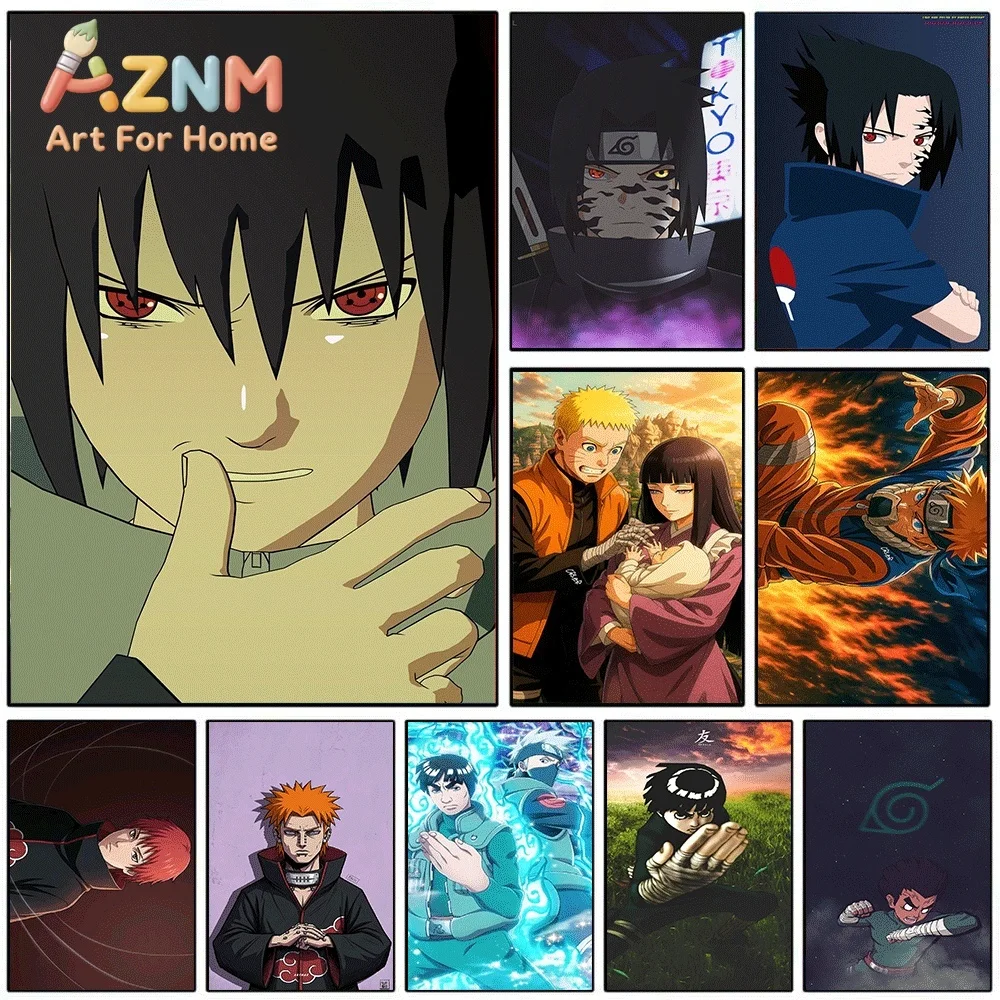 Anime Naruto Canvas Wall Art Uchiha Sasuke Curse Mark Poster Unframed Canvas Painting Bedroom Living Room Home Wall Decor Anim