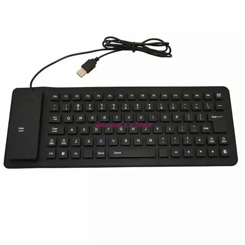 N3UC Portable Silicone Keyboards 85Keys Quiet Typing USB Wireds Keyboards for Computers