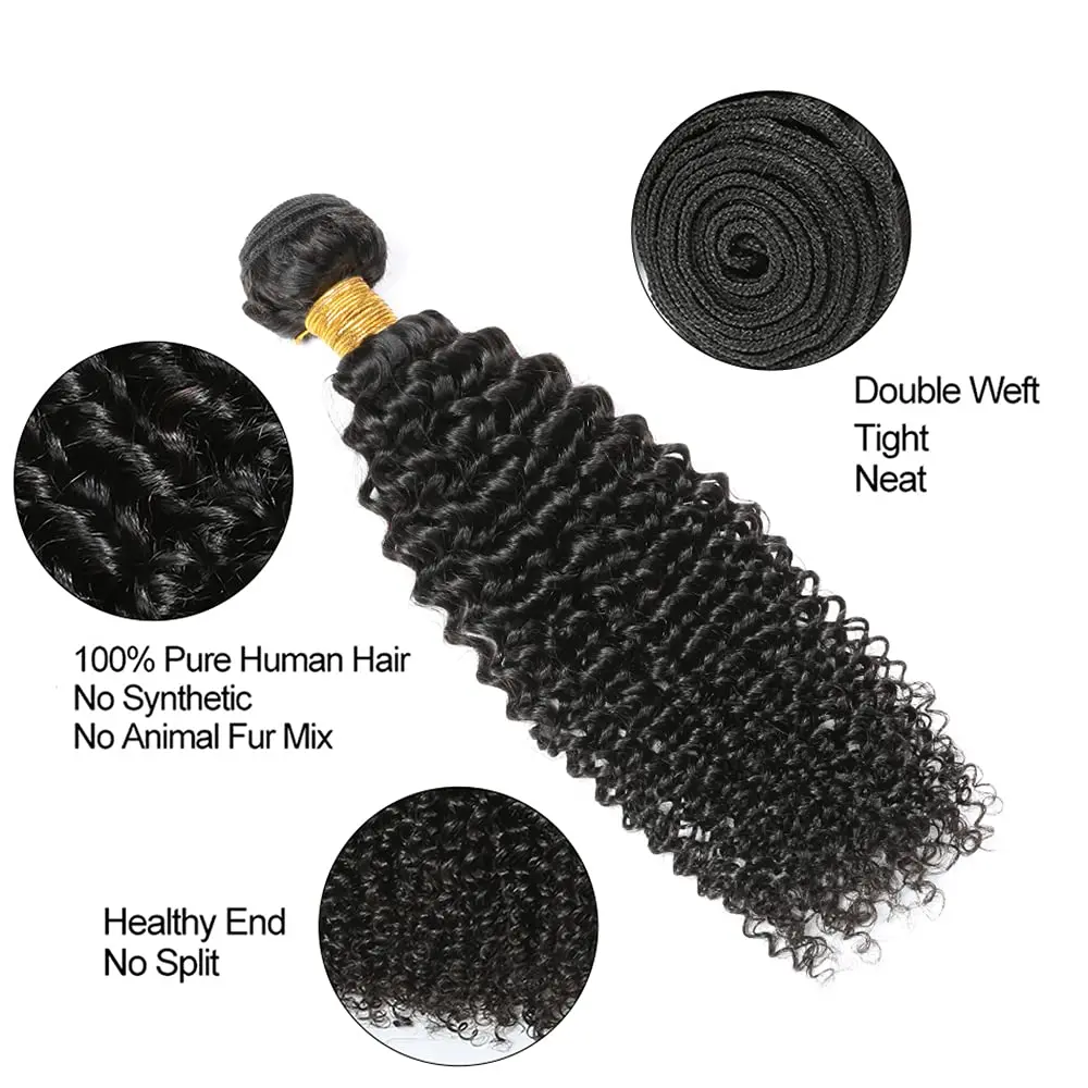 Bundles Human Hair Color 1B Kinky Curly Bundles Brazilian Hair Single Bundle Double Weft Soft Silky Natural Black Curly Bundles