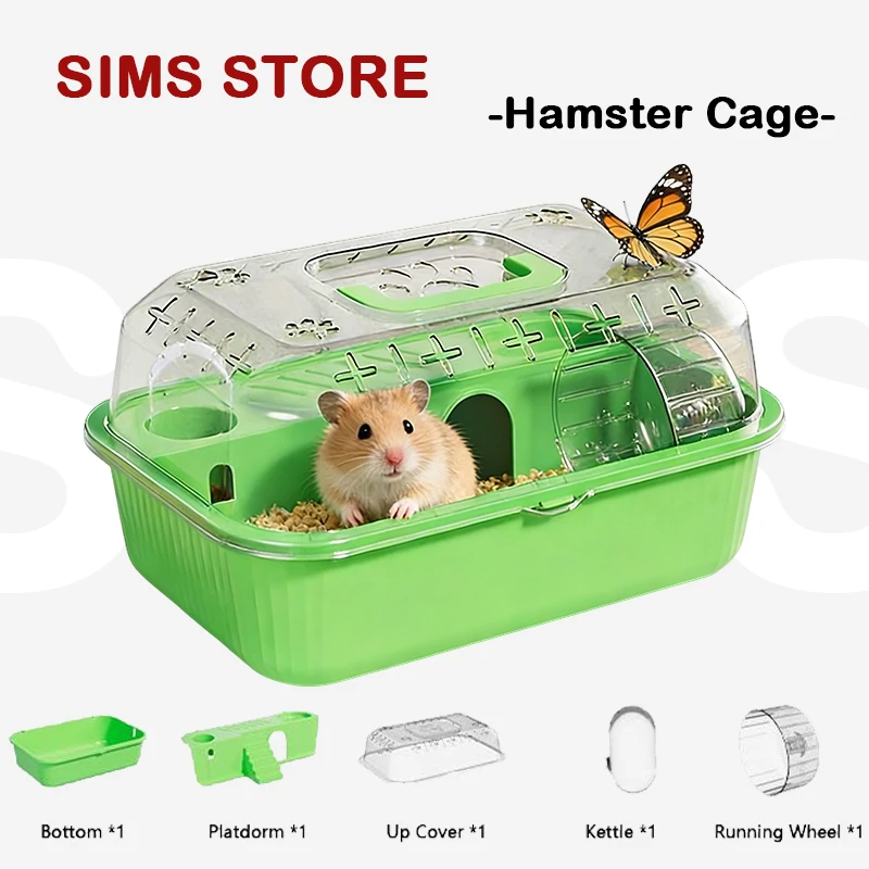 Double-Layer Hamster Carrier Large Transparent Portable Cage for Syrian Hamsters - All-Season Luxury Villa Lightweight Handle