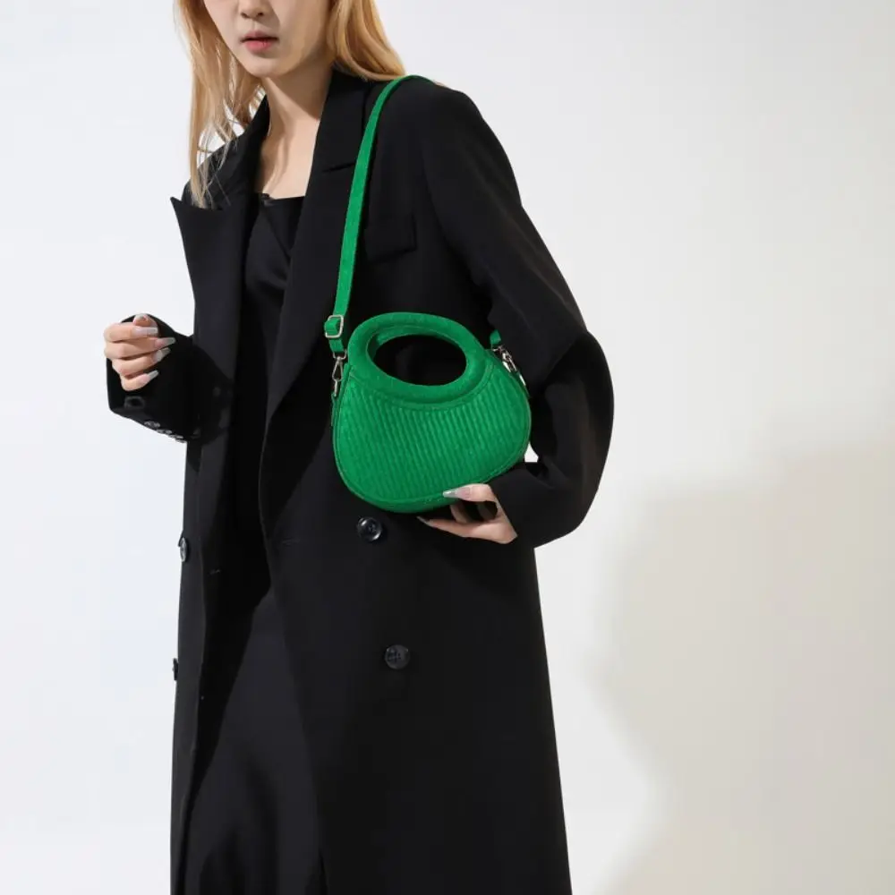 

Фетровая сумка через плечо из искусственной кожи в корейском стиле, однотонная сумка-бродяга, сумка в форме полумесяца, плиссированная сумка на плечо для покупок