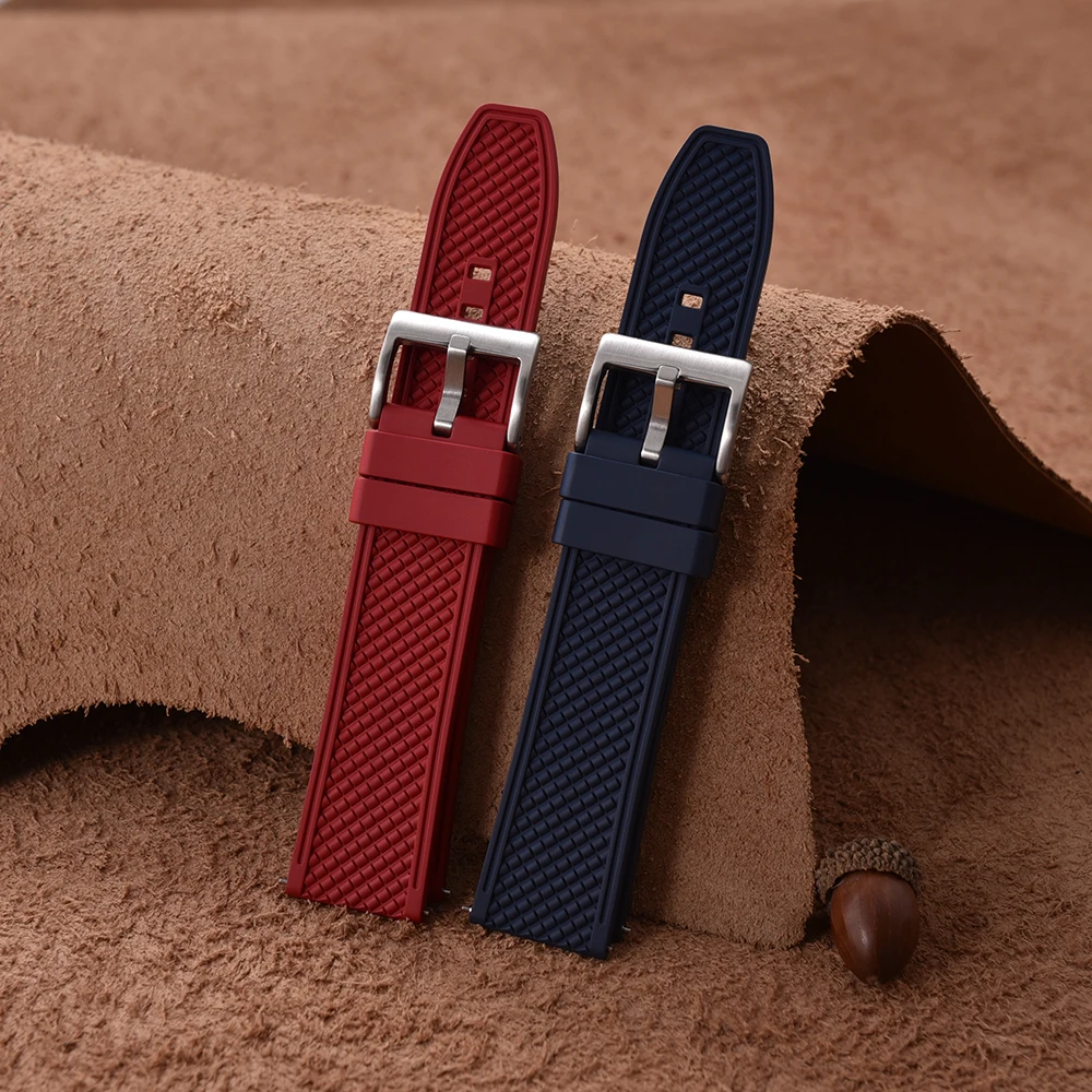 18mm 20mm 22mm 24mm High Quality Bullet Shape FKM Rubber Watch Strap Quick Release Soft Diving Waterproof Wristband For HAISCH