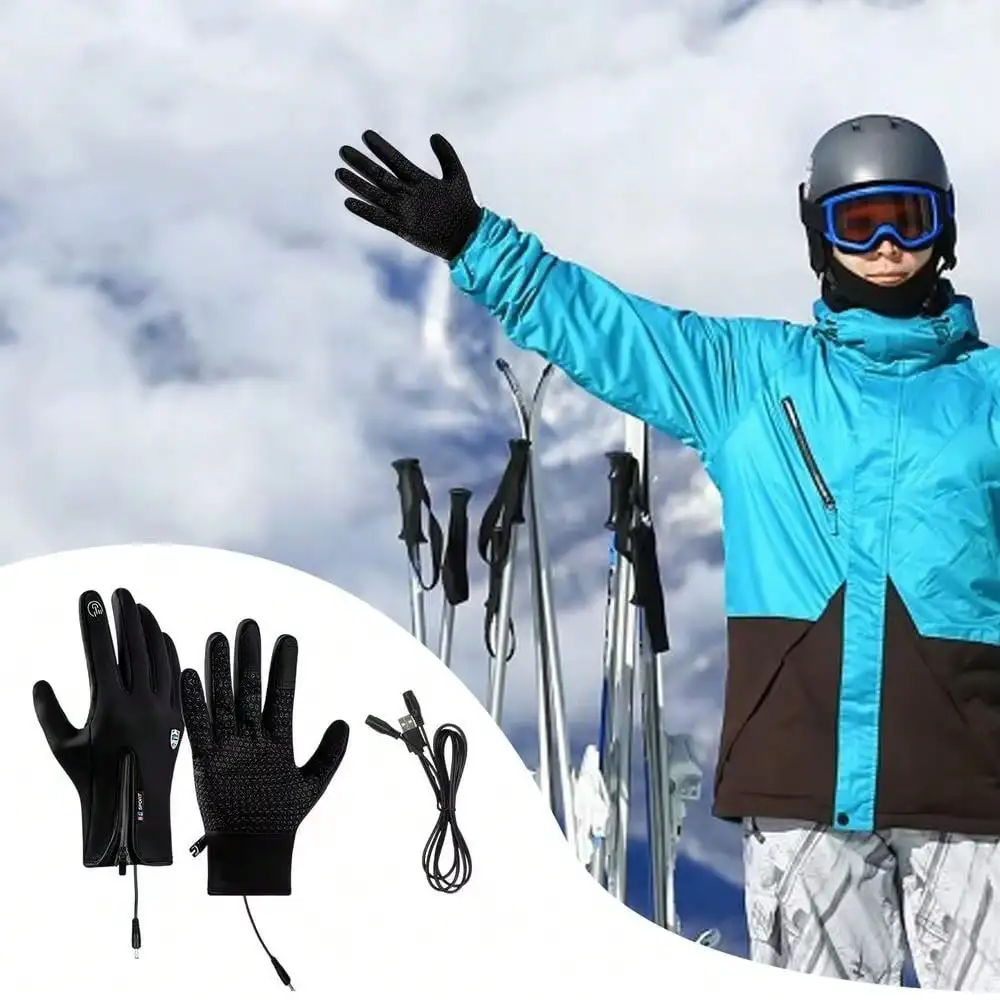 Best Winter Gift Smart Electric Gloves, 3 Levels Fast Heating Gloves For Men & Women, Touchscreen Fingers & Non-Slip Palm, Windproof Waterproof Warm Heated Gloves For Skiing, Motorcycle, Camping, Hiking And All Winter Outdoor Activities
