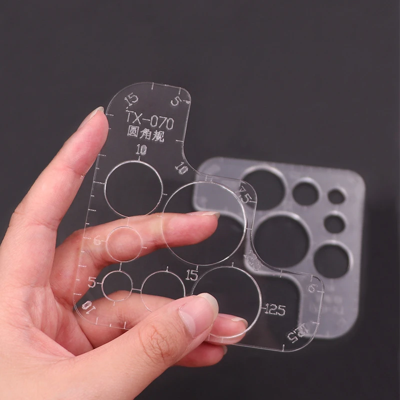 90*90mm Acryl Ronde Hoekmeter Lederen Gereedschap DIY Handleiding Lederwaren Ronde Rand Sjabloon Positionering Markering Snijgereedschap