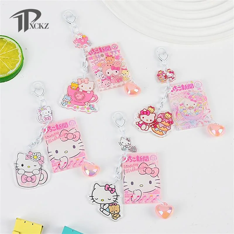 

Cartoon Sanrio Keychain Sweet KT Cat Backpack Pendant Cute Hello Kitty Portable Car Keyring Acrylic Bag Ornaments Accessory Gift