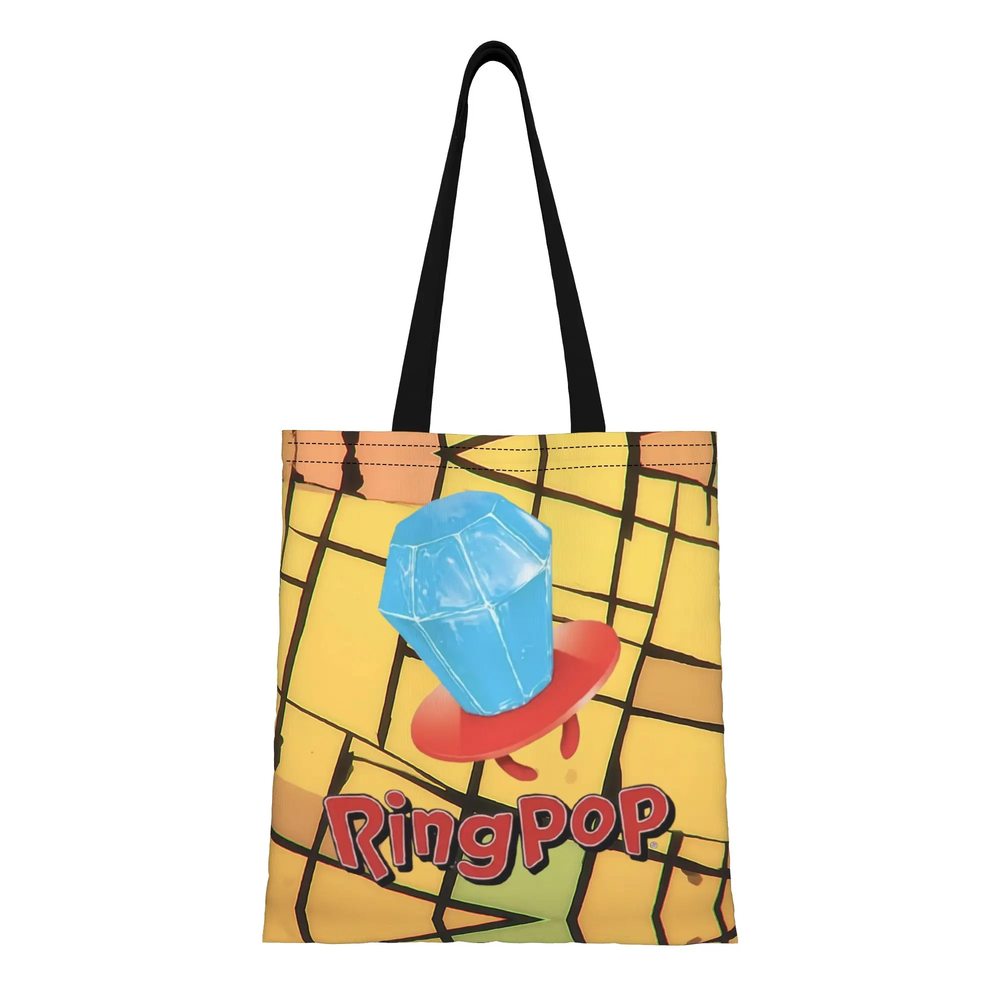 

bBazooka Ring Pop Retro Blue Gem Canvas Woman Tote Bag for Shopping Travel Outdoor Heavy Duty Shoulder Handbag
