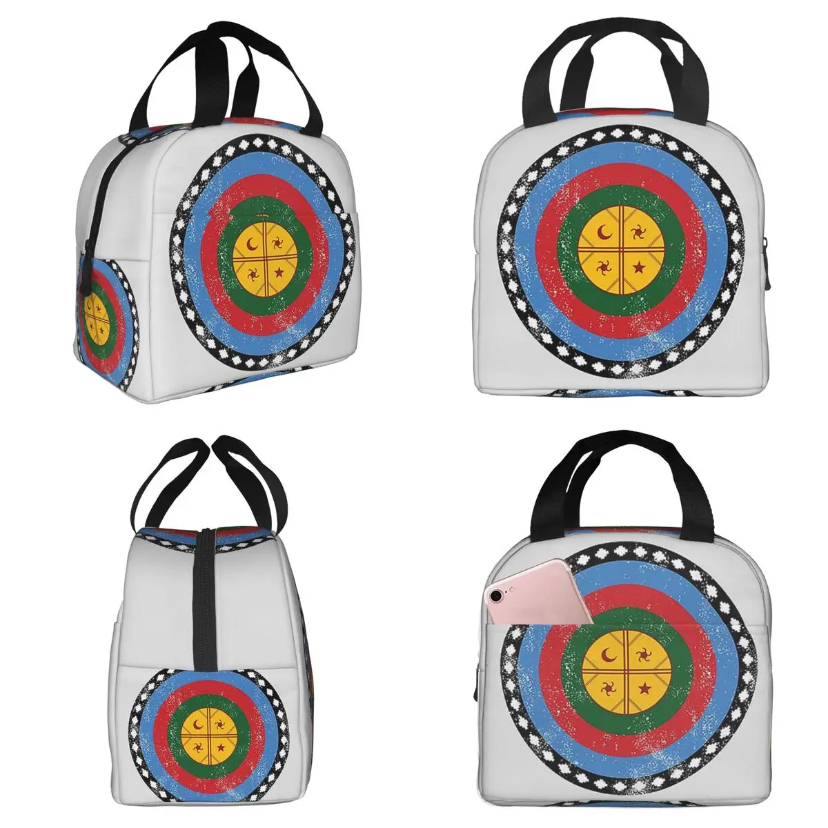 Mapuche Sign Symbol Graphic Insulated Lunch Bag for Women Office Cooler Thermal Food Box Tote Portable Lunch Boxes Container