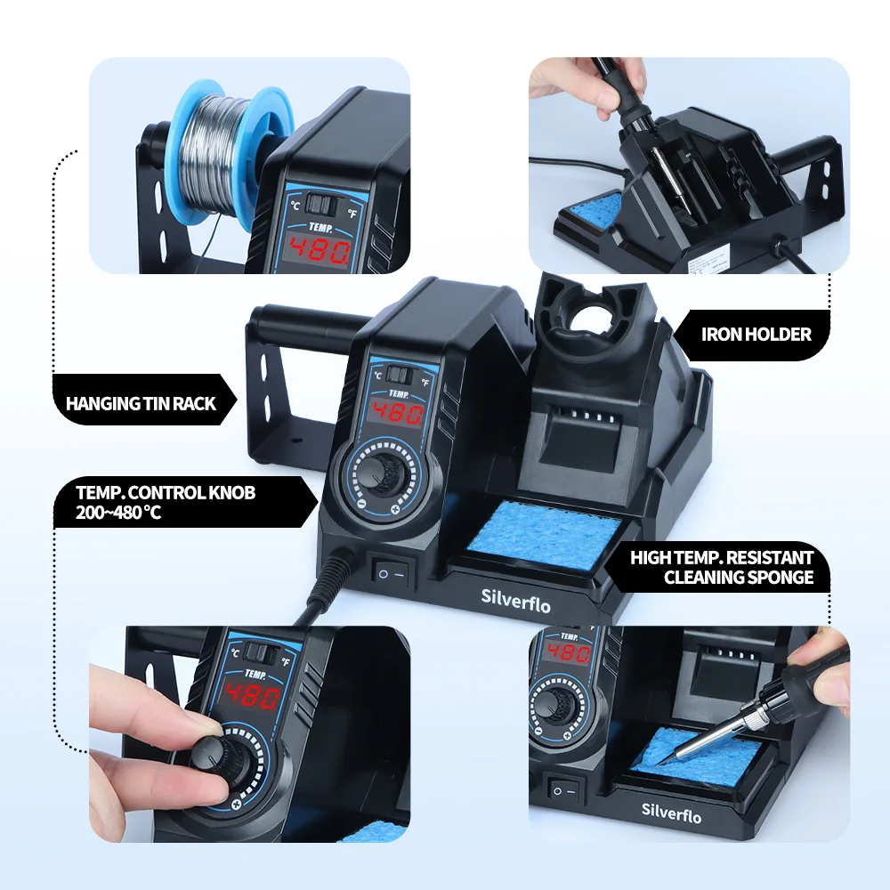 Station De Soudage 60W Réglable 200-480°C Avec Accessoires – Fer à Souder Professionnel NAHKZNY