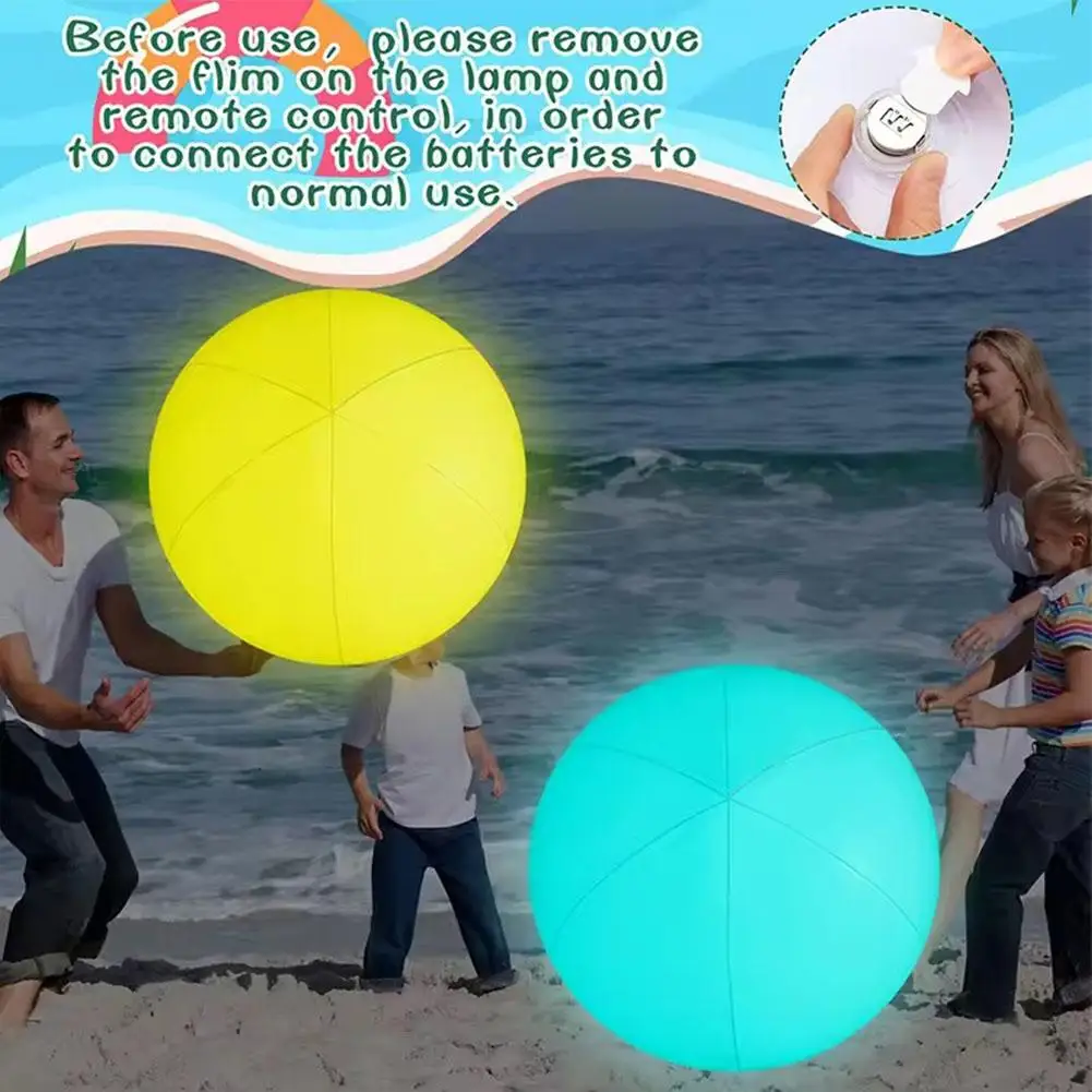 16 Inch LED Beach Ball 16 Color Changing Light Up Inflatable Ball, Beach Toys Pool Beach S6V1