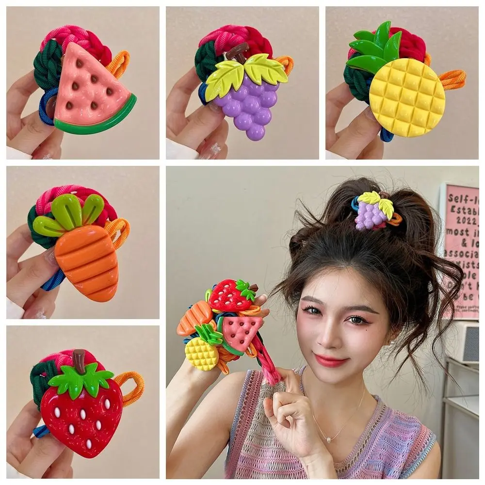 

Pineapple Fruit Hair Rope Korean Style Elastic Hair Band Strawberry Ponytail Holder Watermelon Hair Ring Woven Scrunchies