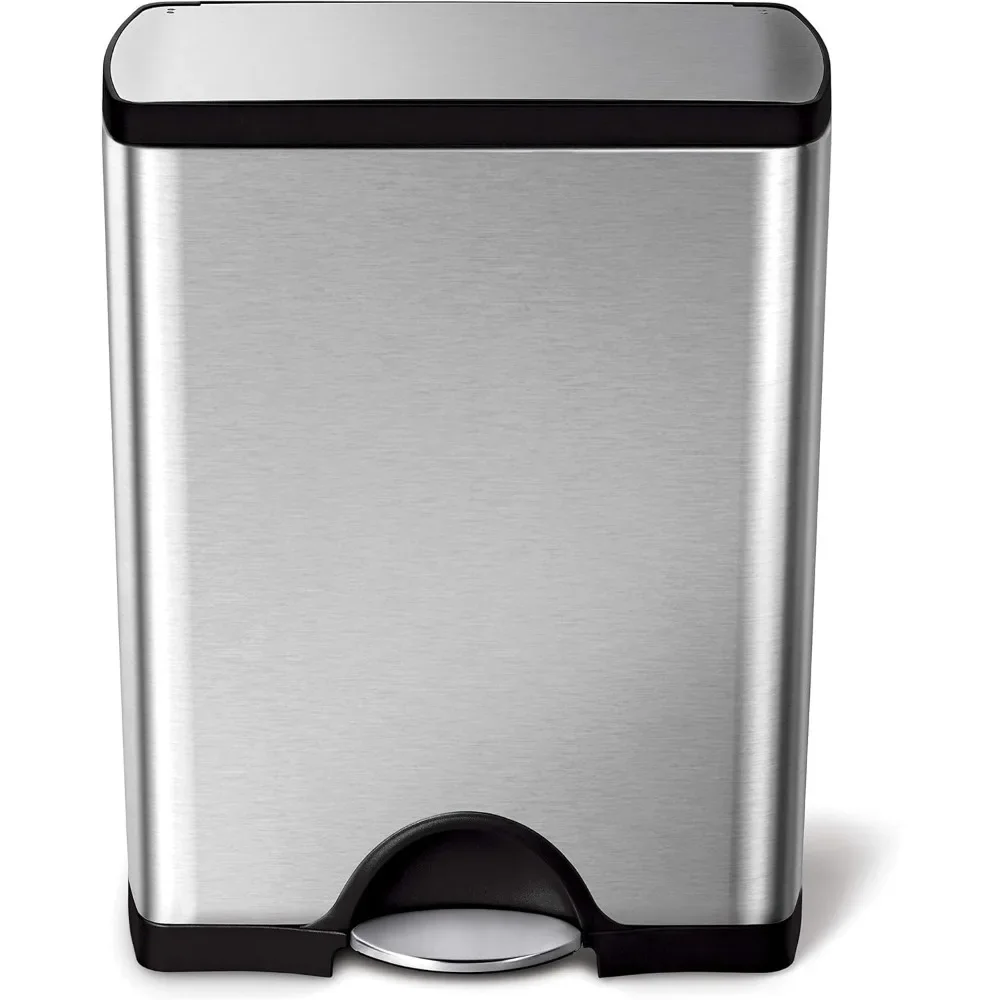 

Rectangular Kitchen Step Trash Can, Brushed Stainless Steel