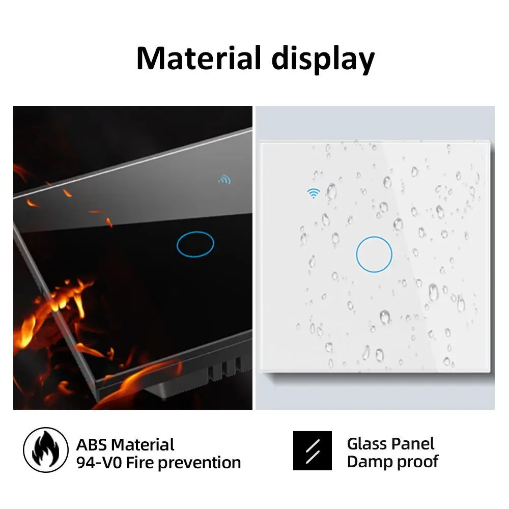 Zigbee Tuya Smart Switch No Neutral Wire APP Remote Control Timing Function Tempered Glass Panel Smart Voice Google Home