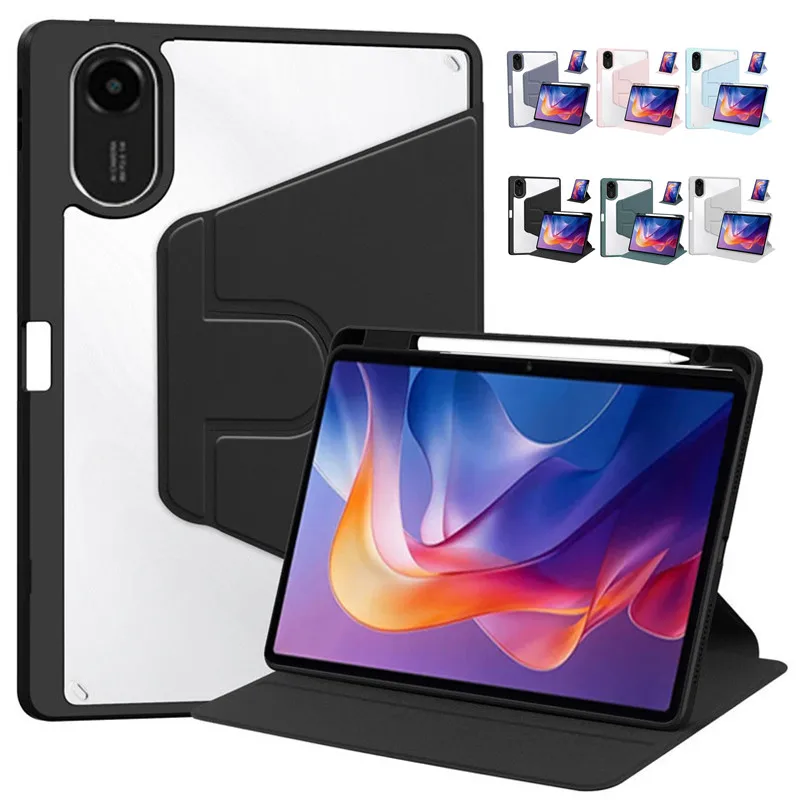

360 Rotation Cover For Xiaomi Redmi Pad 2 Case 11 inch With Pencil Holder Acrylic Clear Back Funda for Redmi Pad 2 2025 Tablet