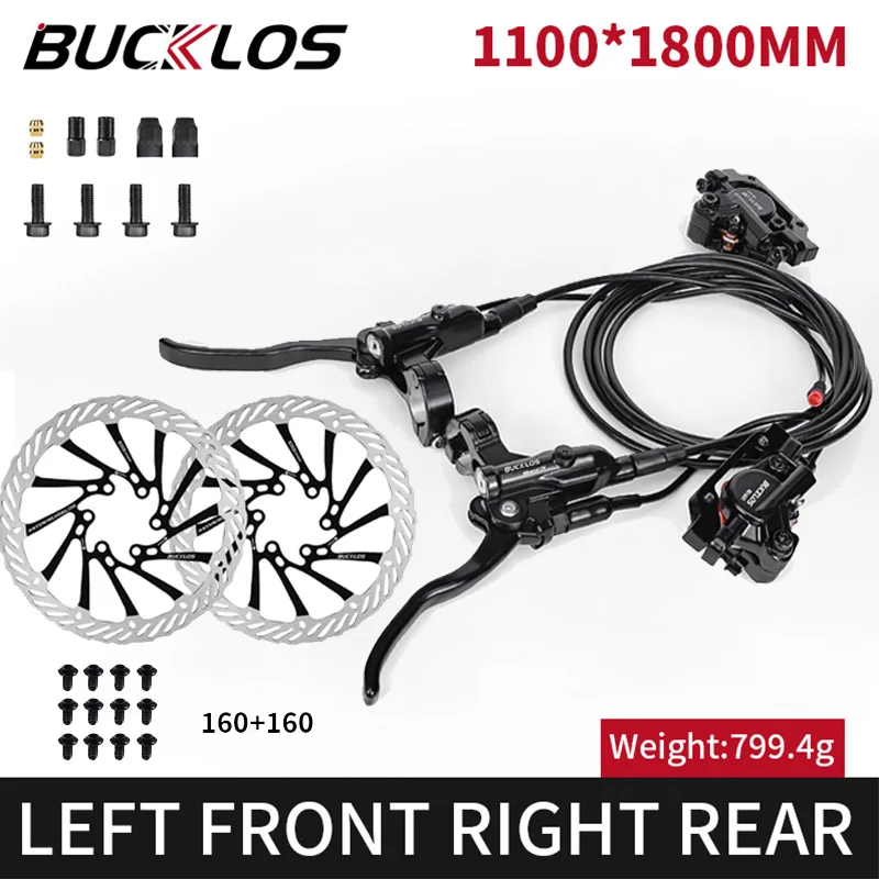 Electric Bicycle Brakes 2 Piston Hydraulic Disc Brake Bike/Scooter Brakes Kit 1100/1800mm Folding Bike Disc Brake Set Power-off image 3