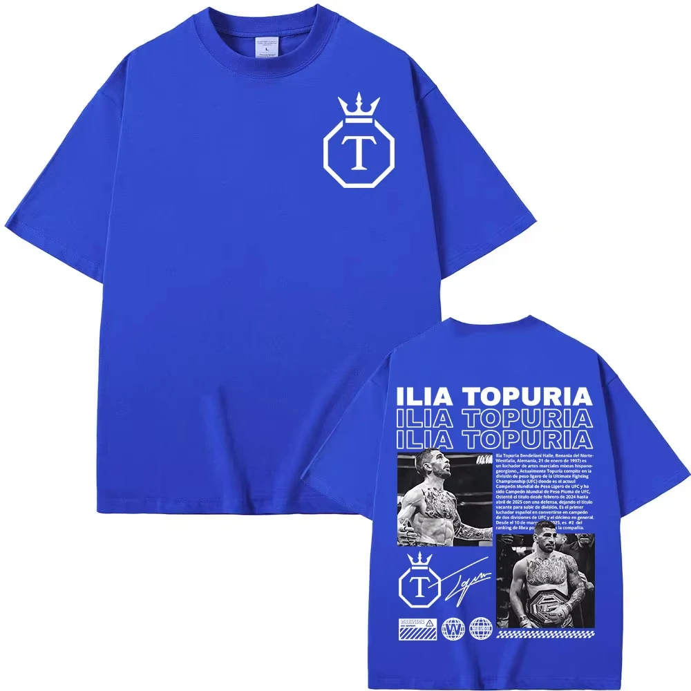 El Matador Ilia Topuria Merch T-Shirt aus reiner Baumwolle, Harajuku-Muster, Unisex, Sommer, bedruckt, Streetwear, täglich, lässig, T-Shirt – Detail 6