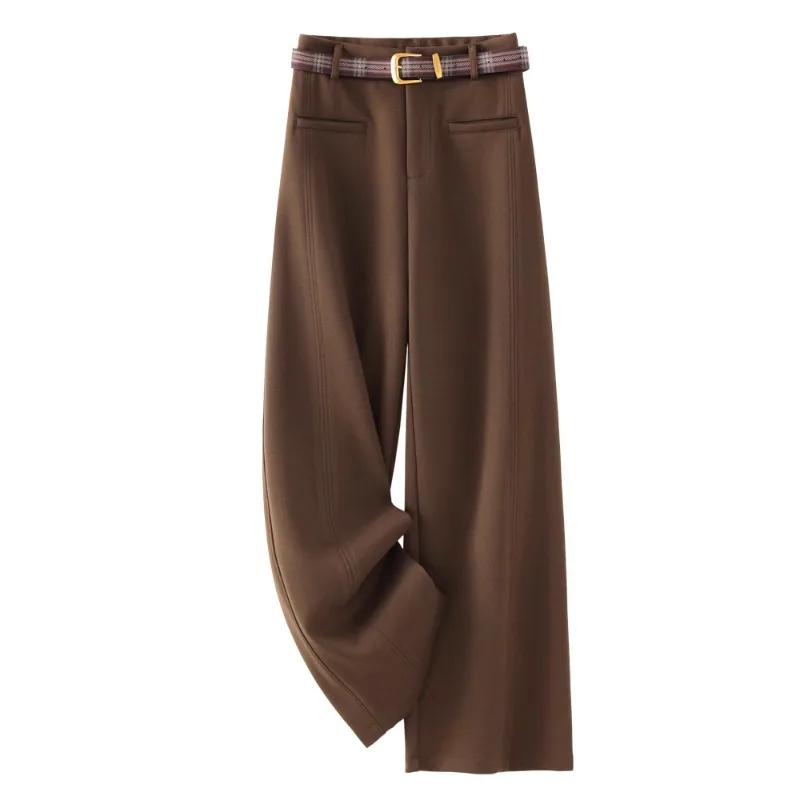 

Ankola Red Woolen Pants for Women, and Winter Casual Suit Pants, Petite Straight-Leg Pants