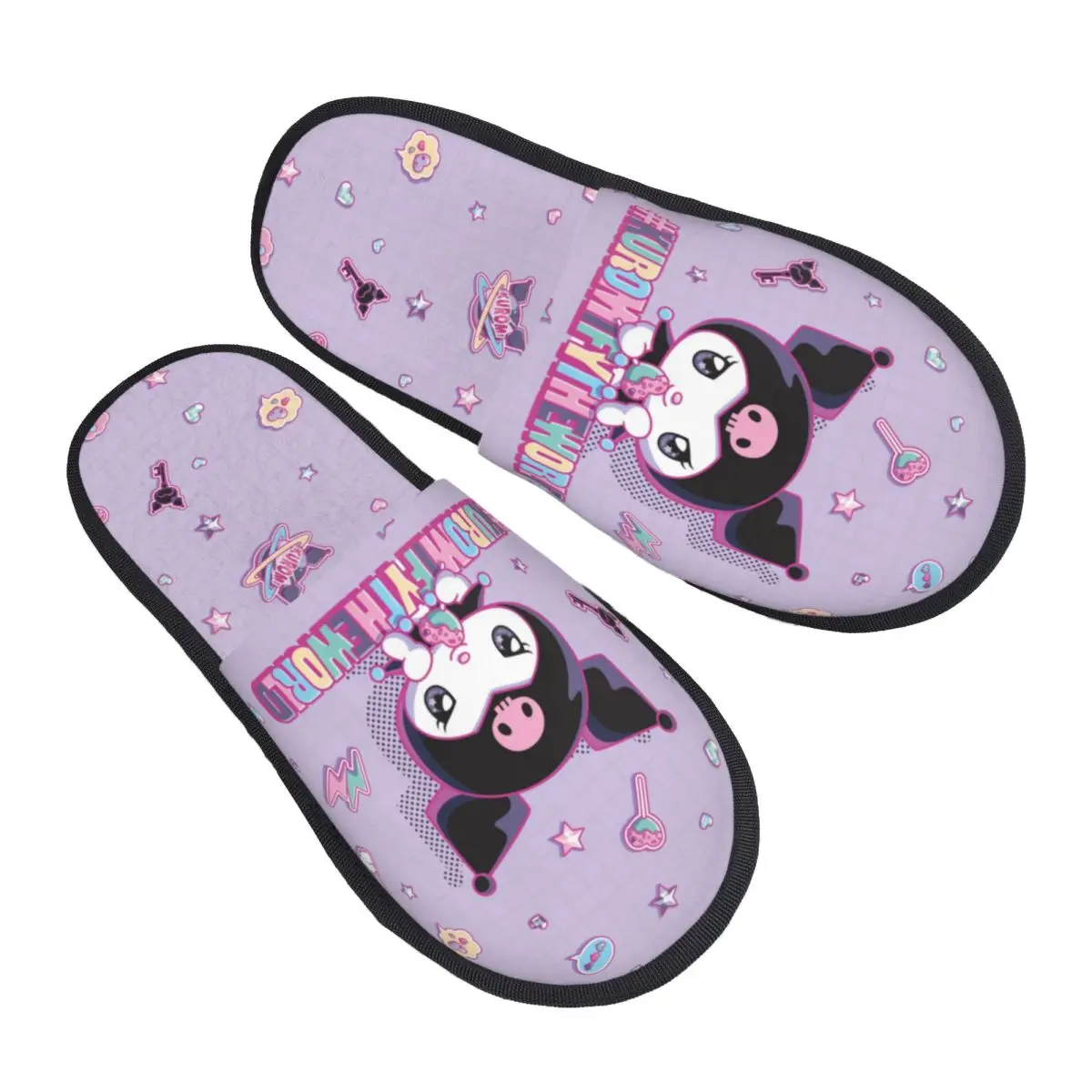 Sanrio Kuromi Bedroom Slippers with Memory Foam Slipper Gift for Women Men House Shoes with Anti-Skid Sole