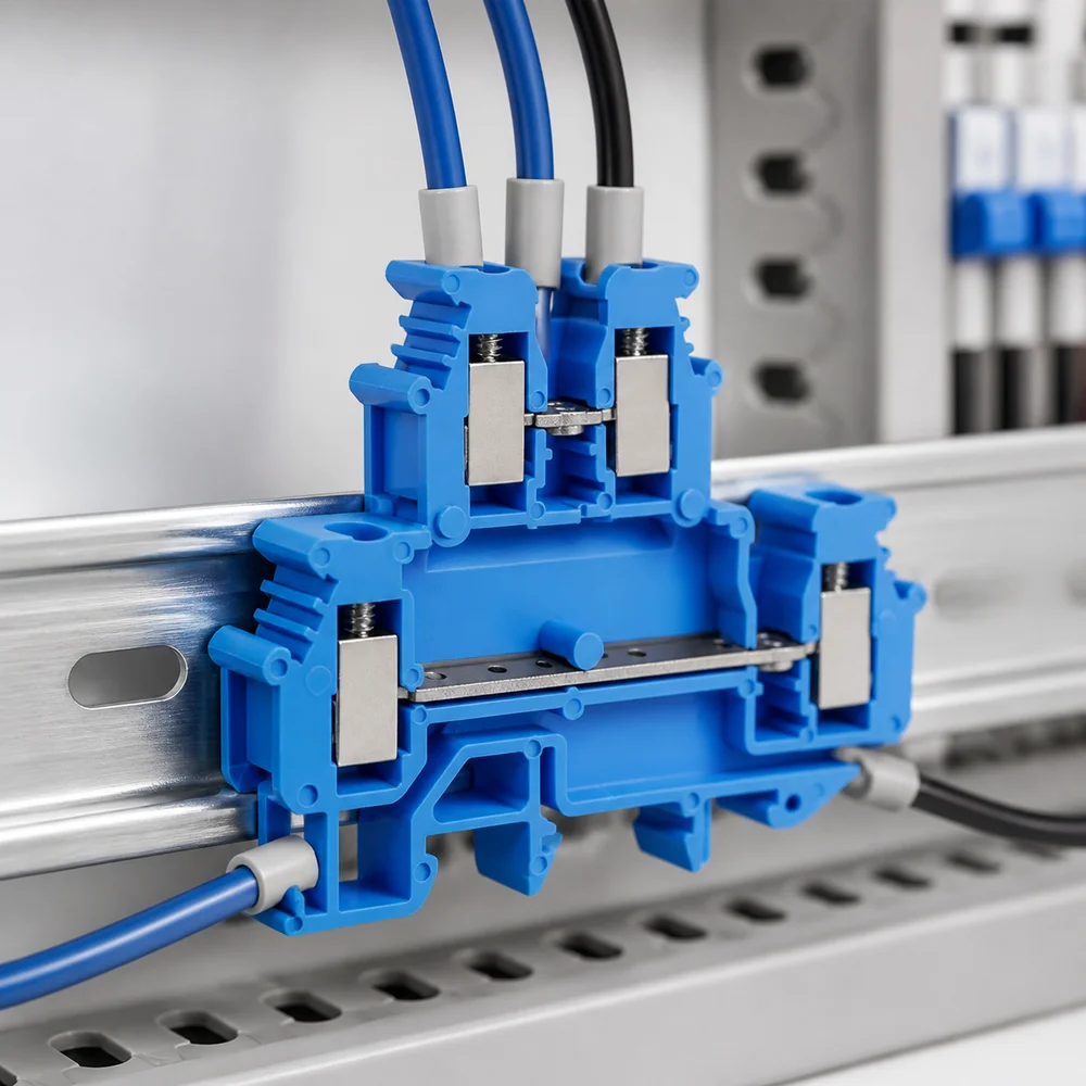 2.5mm Electrical Terminal Block Double Level 4-Conductor Wire Connector Universal Din Rail Mount Screw Terminal Block