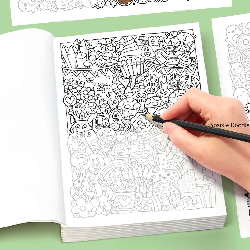 A Diverse Themed Meditation Coloring Graffiti Copy Book, Succulent Plants/flowers/food/mandalas and Other Themes, 24 Pages