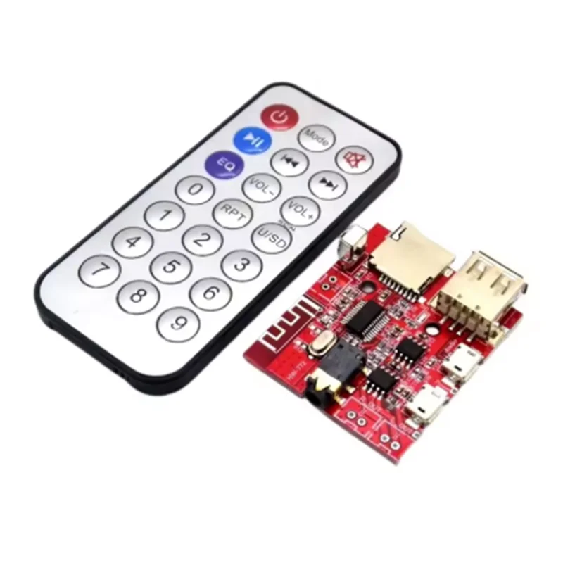 Car Bluetooth-compatible 4.1 MP3 WAV Decoding Board 3W Speaker Amplifier Audio Receiver Module Support USB/TF Remote Control
