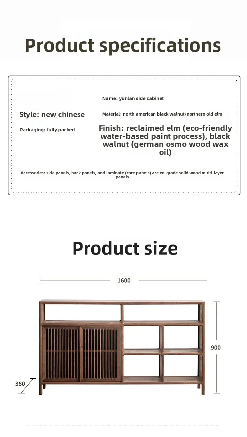 New Chinese black walnut all solid wood tea cabinet dining side cabinet tea cabinet locker locker storage living room 6
