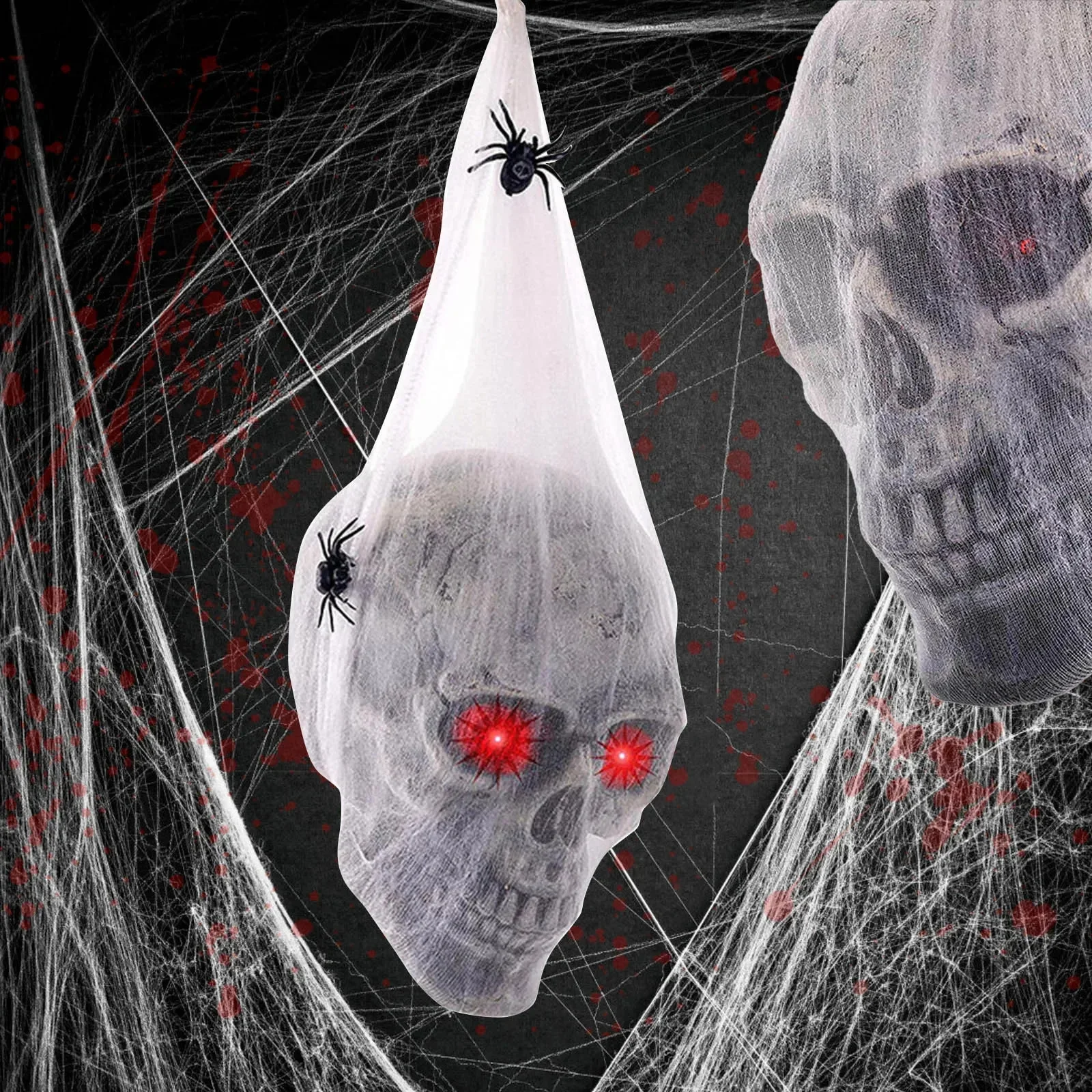 

Sound-Controlled Glowing Skull Halloween Prop, Simulated Horror Decoration With Red Eyes For Terrifying Yard And Home Atmosphere