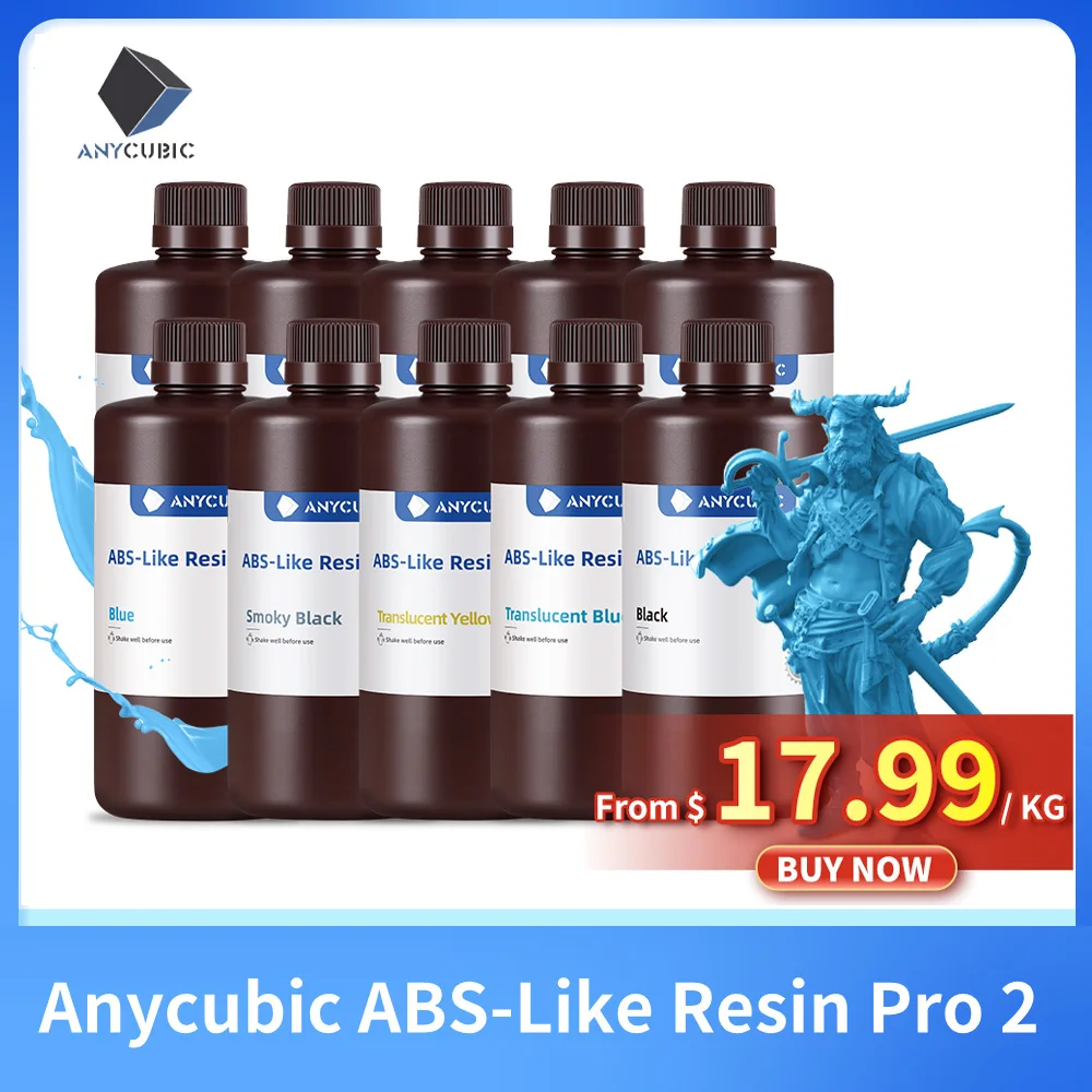 

ANYCUBIC 10kg Upgraded ABS-Like Pro 2 3D Printer Resin Hardness and Toughness 405nm UV-Curing Standard Photopolymer