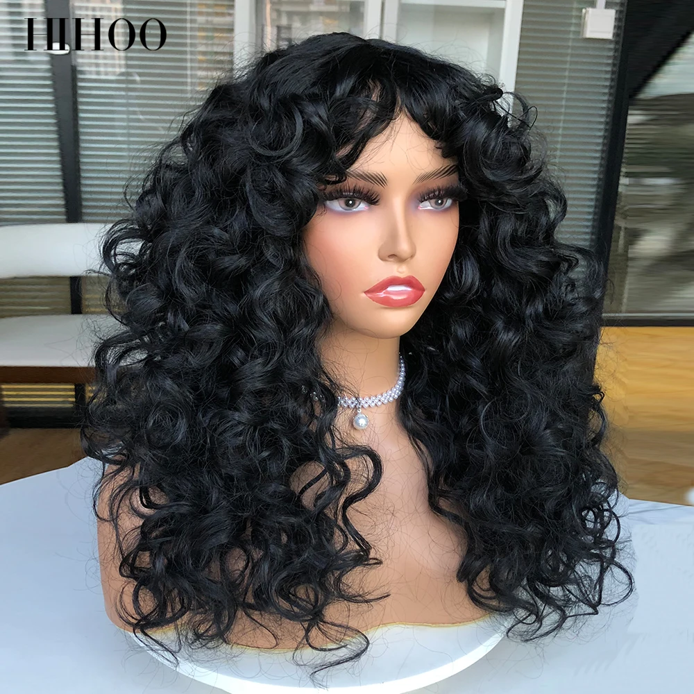 Red Copper Ginger Short Curly with Bangs Synthetic Wigs for Women Natural Wave Wigs Heat Resistant Brown Blonde Cosplay Hair