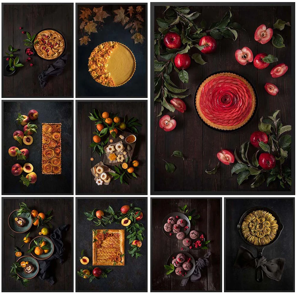 Flower Fruit Desserts Baking Kitchen Posters Wall Pictures For Living Room Decor Poster Wall Art Canvas Painting Unframed