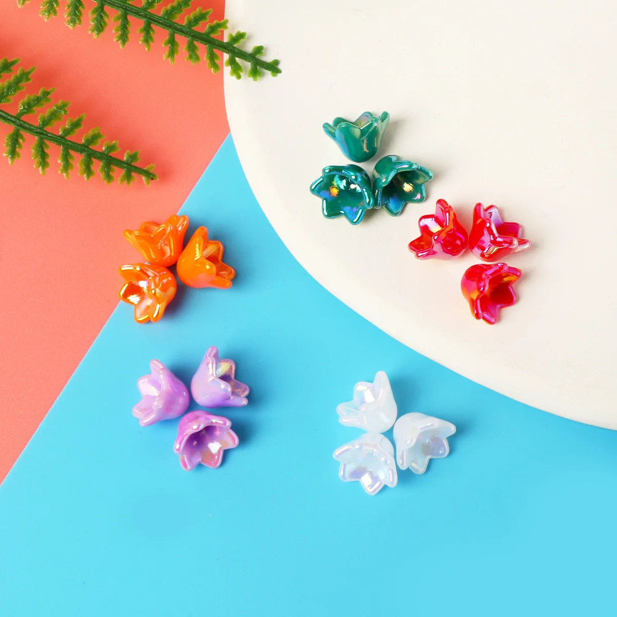 50Pcs/lot Flower Beads Colorful Suzuran Flower Shape Acrylic Beads For Jewelry Making Hairpin Bracelet Earrings DIY Accessories