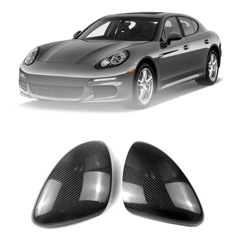 

1Pair Car Real Carbon Fiber Mirror Cover Rearview Side Mirror Cap Trim Replacement Parts For Porsche Panamera 970 2014-2017