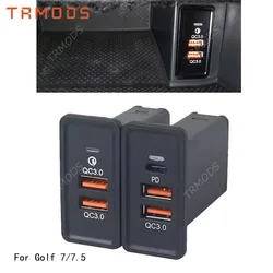 Dual USB Carregador de Carro 12V/24V QC3.0 Carregador Rápido Adaptador Telefone Do Carro Para VW Volkswagen Golf 7/7.5rline Passat Jetta