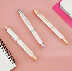 New JINHAO 10 Metal Pearl Blue Press Fountain Pen Pattern Design EF F Nib Writing Ink Pens School Office Supplies Gifts Pens