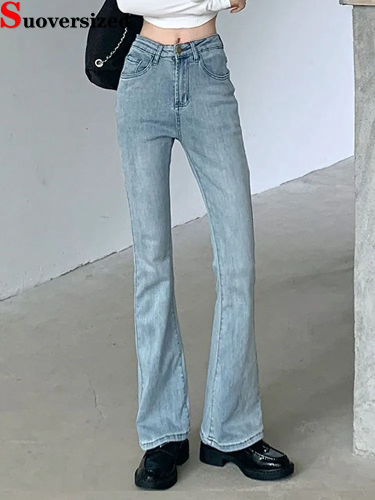 

High Waist Skinny Flare Jeans Women Casual Stretch Slim Wide Leg Denim Pants Korean Fashion Spring Fall Streetwear Vaqueros New