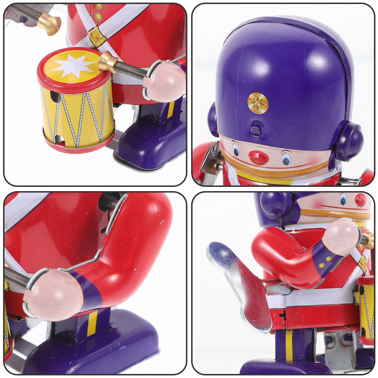 Iron Wind-Up Robot Cartoon Soldier Walking Drummer Clockwork Plaything for Kids Room Decor Party Favor Easter Halloween