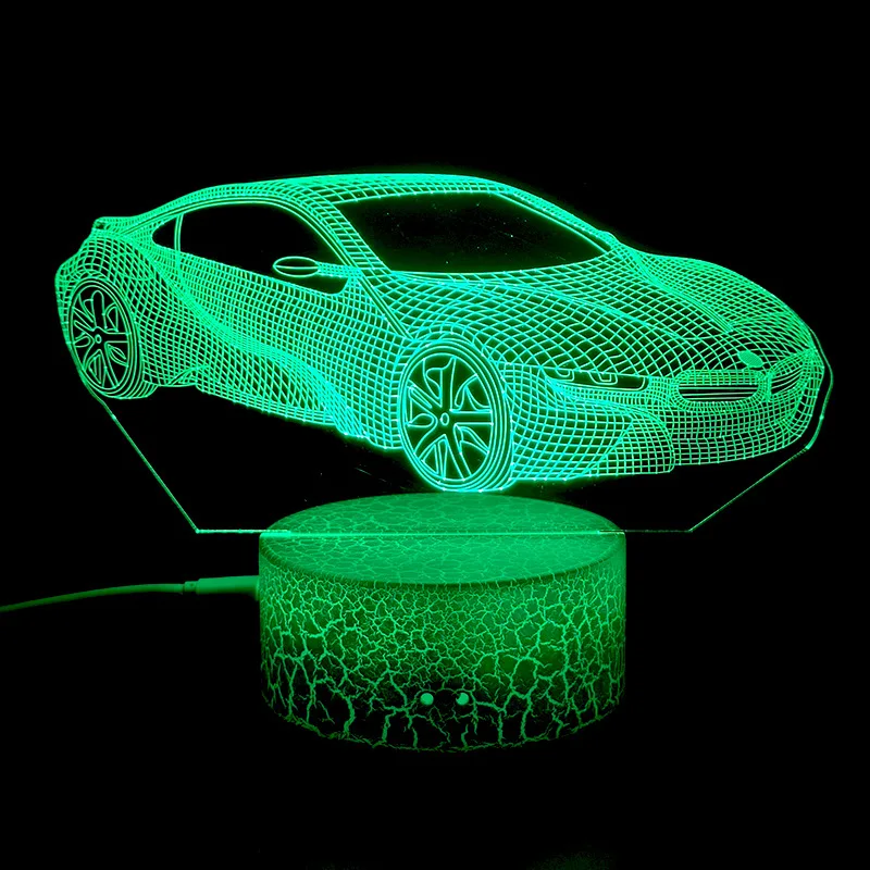 Imagem -03 - Nighdn Racing Car Night Lamp Color Changing 3d Visual Ilusão Lâmpada Led para Crianças Cartoy Presente de Aniversário Nightlight Room Decor