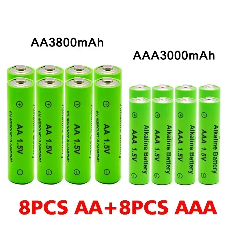 AA 1.5V 3800mAh / 1.5V AAA 3000mahAA + AAA Rechargeable Alkaline Battery Flashlight Toys Watch MP3 Player Replace Ni-Mh Battery