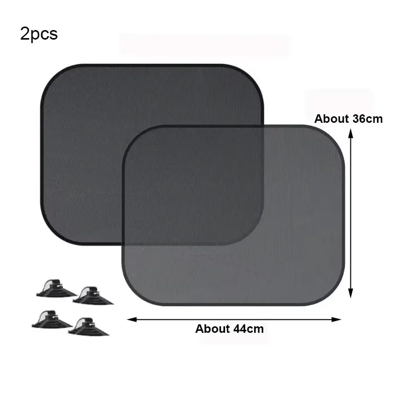 2pcs Car Side Window Sunshade with Suction Cups Breathable Mesh UV Protection Privacy Sun Curtain Universal For Sedan SUV MPV