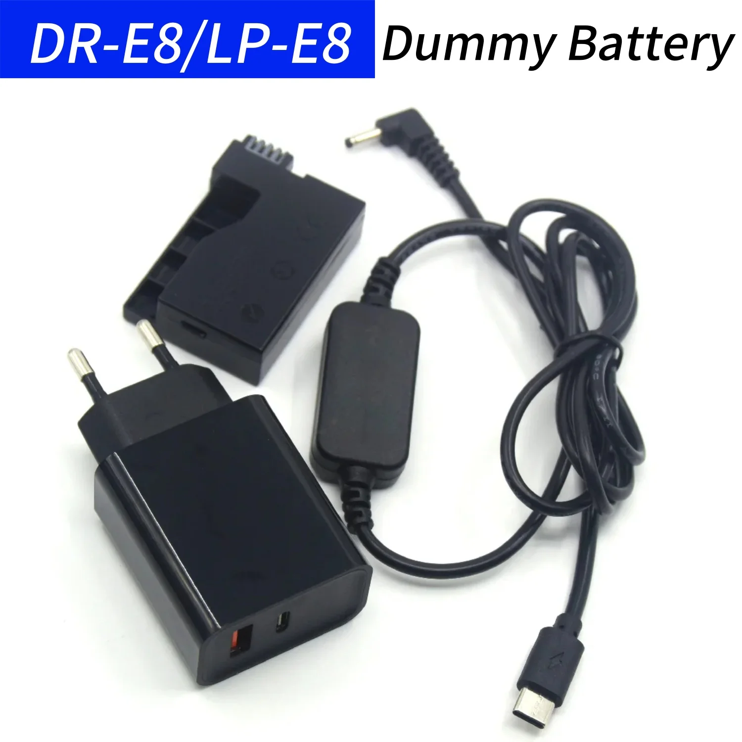 

LP E8 Dummy Battery DR-E8 Coupler&PD QC Charger&USB C to DC Power Cable for Canon EOS T2i T3i T4i T5i 550D 600D 650D 700D X4 X5