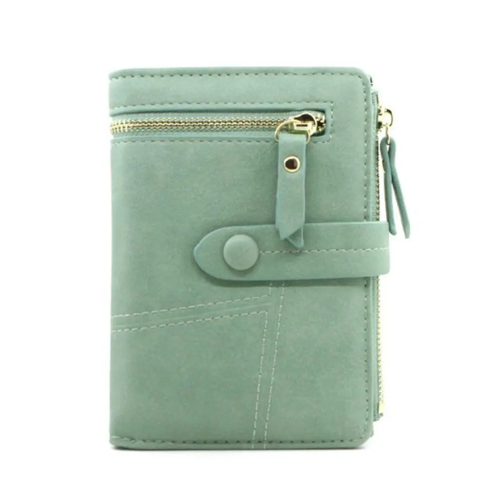 접이식 짧은 여성 지갑 멀티 카드 슬롯 솔리드 컬러 여성 카드 가방 경량 방수 PU 가죽 동전 지갑 숙녀용