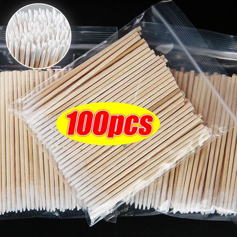 Ultra-thin Disposable Cotton Swabs 100-500PCS Lint Free Micro Brush Ear Clean Pointed Swab Eyelash Extension Glue Removing Tool