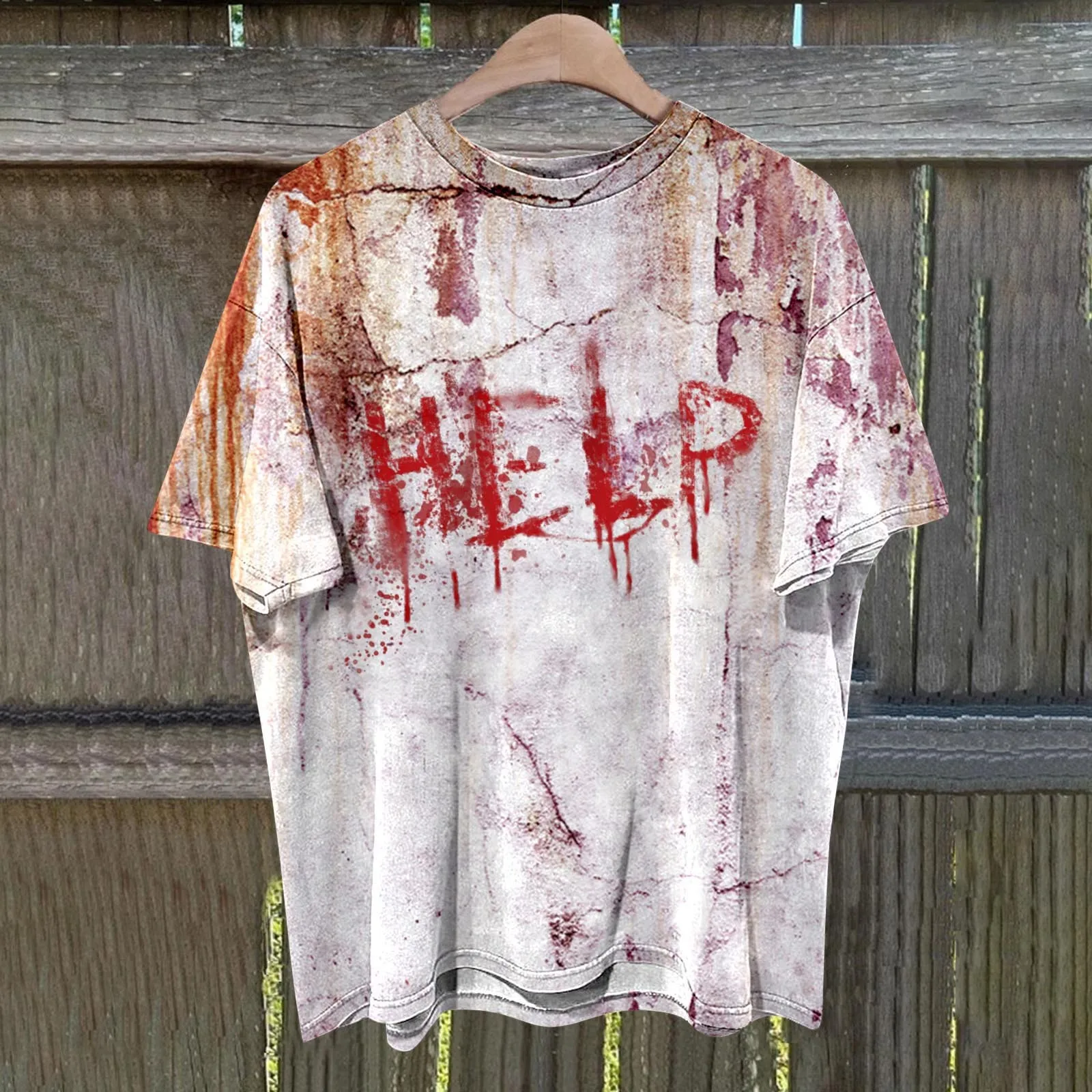 Summer Fake Blood 3D Print T-Shirts Streetwear Men Funny Fashion Harajuku Casual Oversized O-Neck T Shirt Tees Tops Clothing