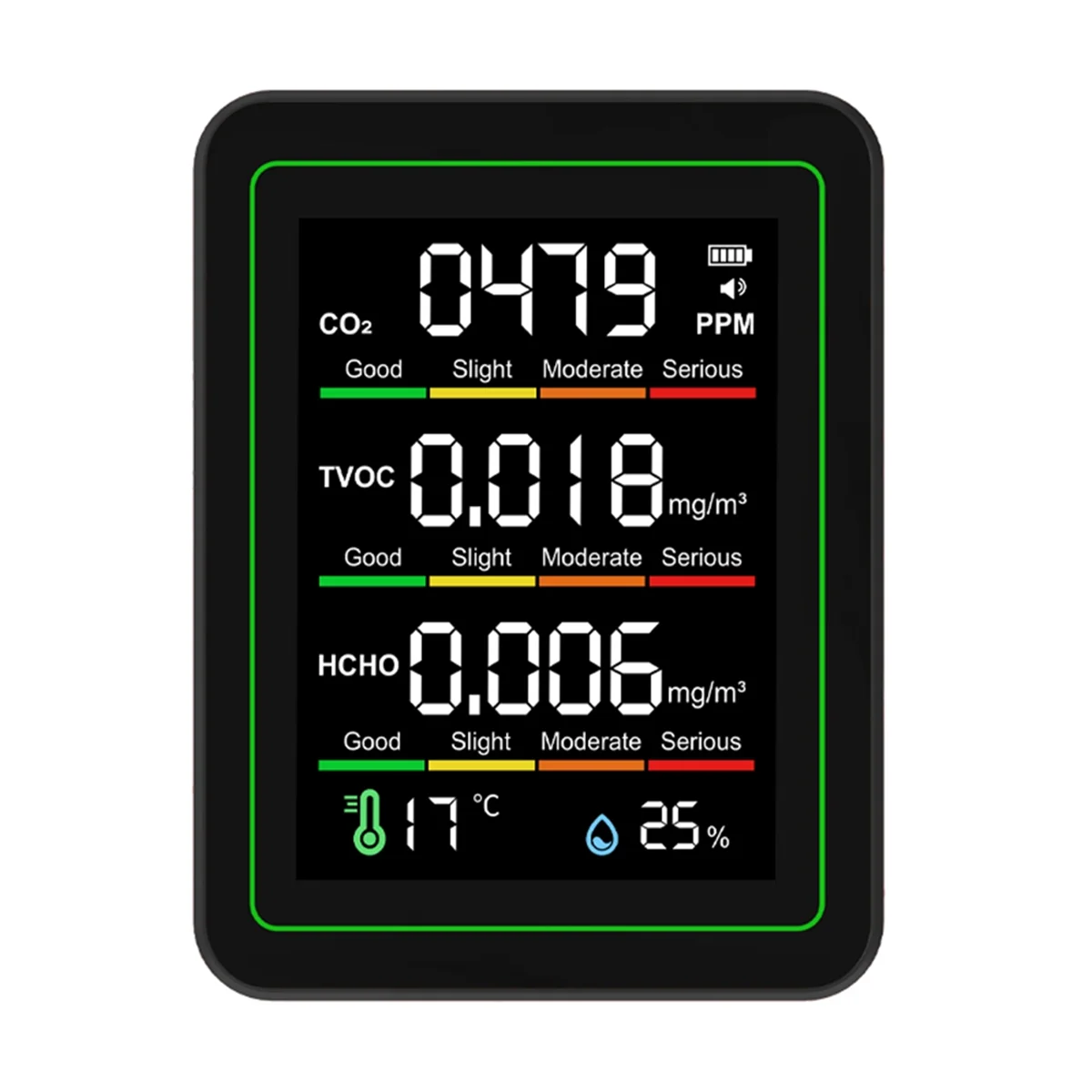 ABNJ Indoor Air Quality Monitor,CO2 Monitor/Temperature/Formaldehyde Detector/Humidity TVOC for Rooms,Grow Tents Black view 6