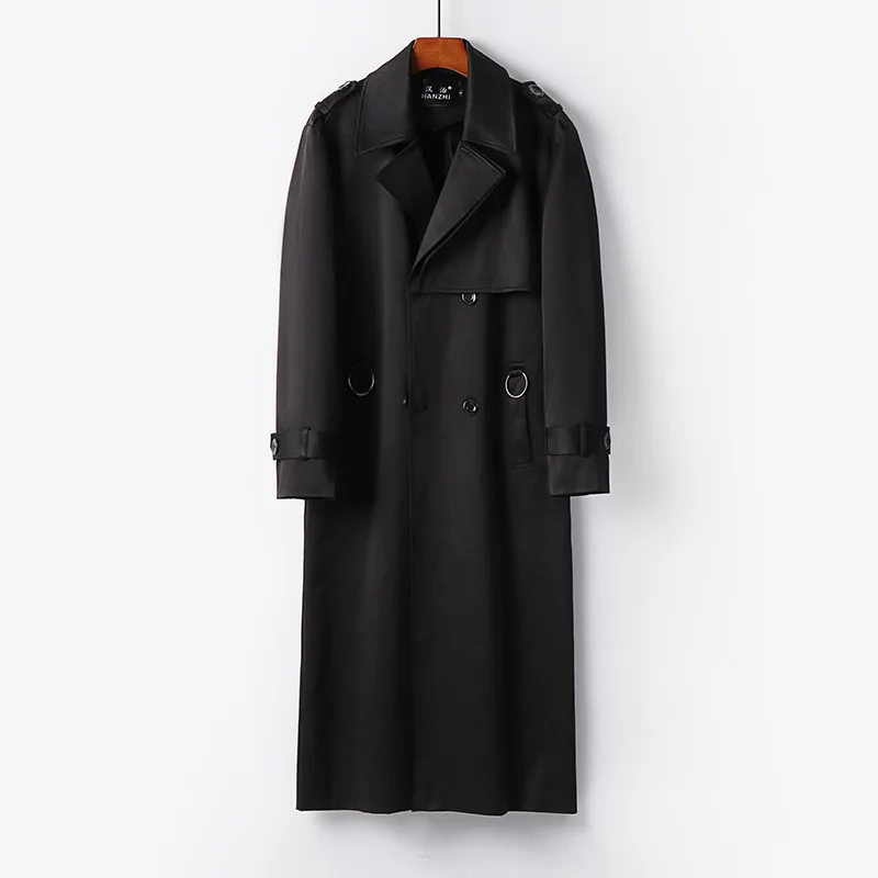 

Двубортная ветровка мужская удлиненная модная куртка в европейском стиле ретро британское деловое повседневное пальто среднего возраста мужское in029