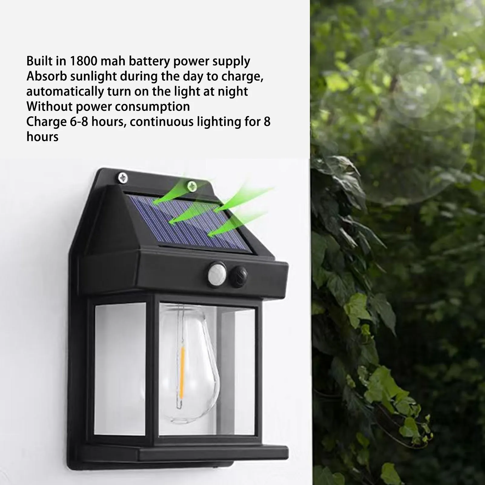 Luz Solar de pared de tungsteno para exteriores, lámpara de interacción con Sensor, accesorios de iluminación Exterior, montaje en pared IP65, resistente al agua, color negro